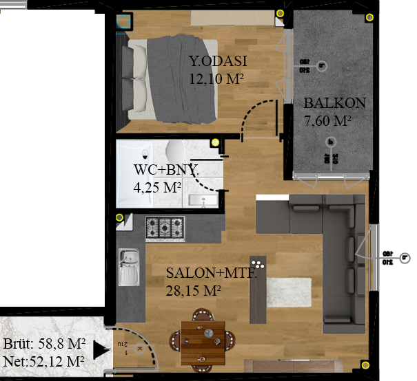 A Blok 58.80 m²