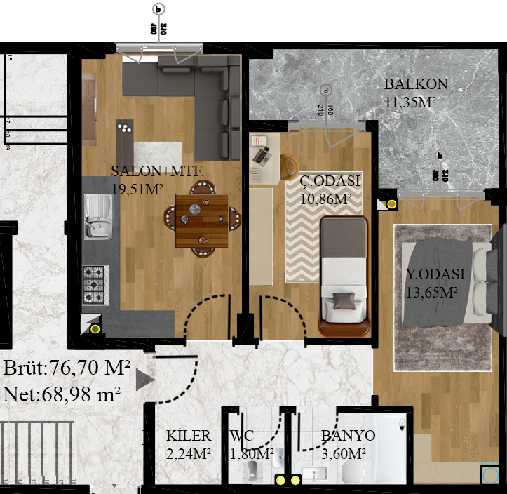 B1-B2 Blok 76.70 m²