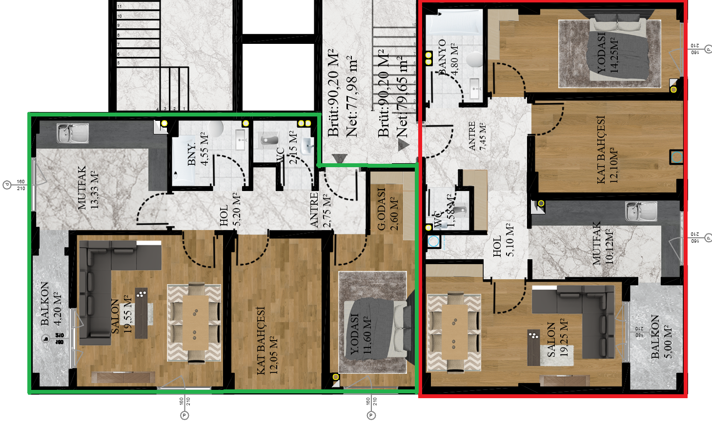 B1-B2 Blok Doğu 90.20 m²