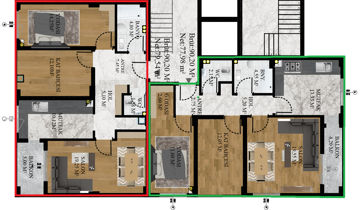 B1-B2 Blok Batı 90.20 m²